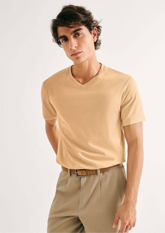 Foto do produto: Camiseta Básica Masculina Manga Curta Gola V World - Amarelo