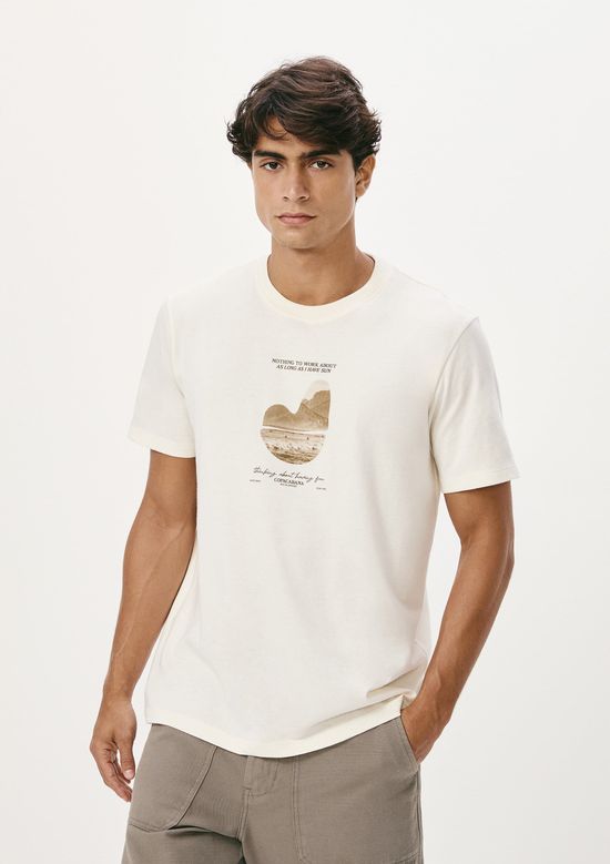 Foto do produto: Camiseta Masculina Manga Curta Com Estampa - Off white