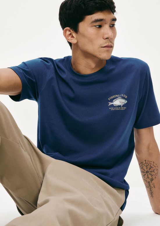 Foto do produto: Camiseta Masculina Manga Curta Com Estampa - Azul