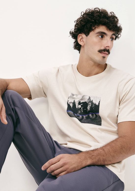 Foto do produto: Camiseta Masculina Manga Curta Com Estampa - Bege