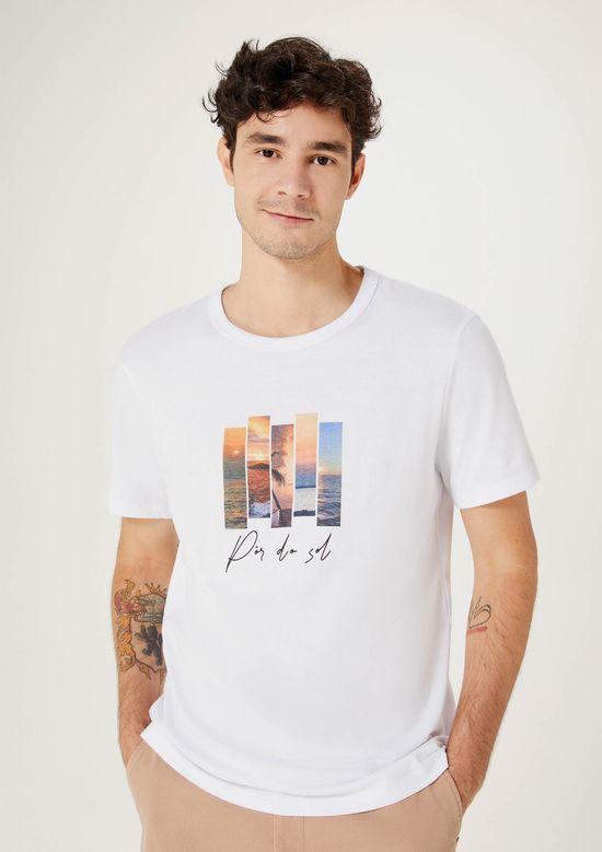 Foto do produto: Camiseta Masculina Estampada Manga Curta - Branco