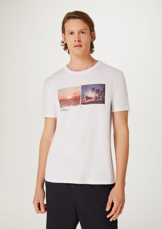 Foto do produto: Camiseta Masculina Manga Curta Com Estampa - Branco
