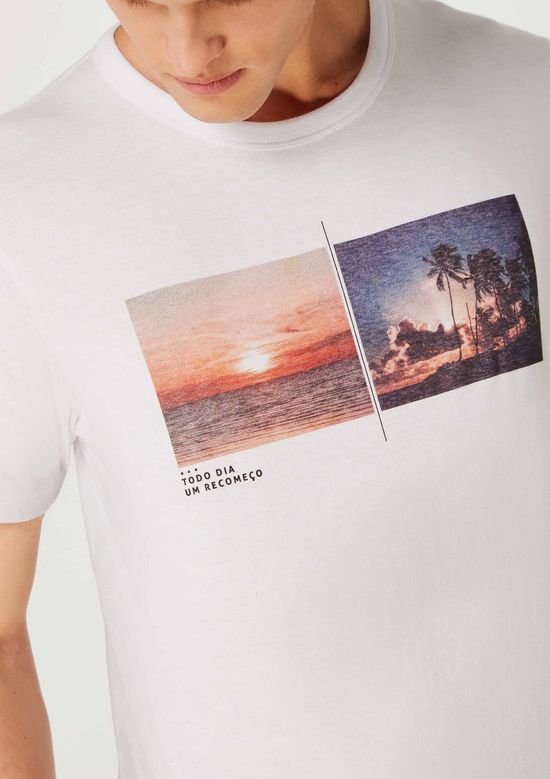 Foto do produto: Camiseta Masculina Manga Curta Com Estampa - Branco