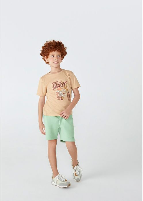 Camiseta Infantil Menino Manga Curta Tradicional Com Estampa - Camelo