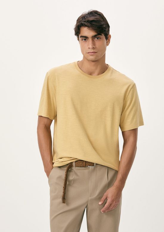 Foto do produto: Camiseta Masculina Comfort Em Malha Flamê - Bege