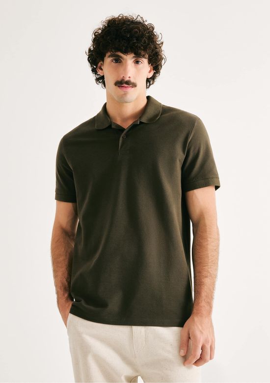 Foto do produto: Camisa Polo Básica Masculina Regular Em Piquet - Verde