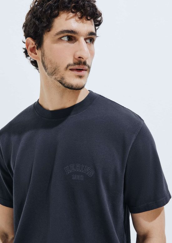 Foto do produto: Camiseta Unissex Relaxed Manga Curta Com Bordado - Azul