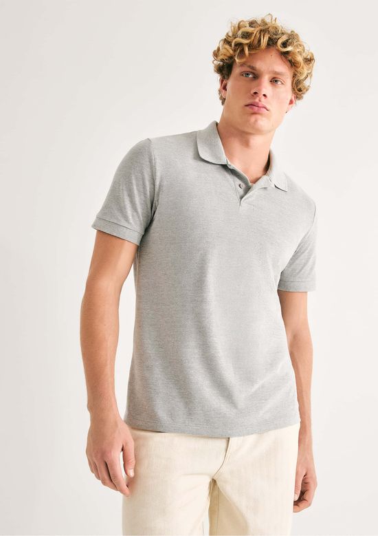 Foto do produto: Camisa Polo Básica Masculina Manga Curta Em Piquet - Cinza