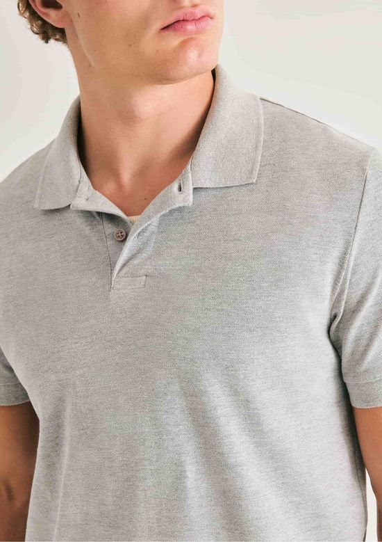 Foto do produto: Camisa Polo Básica Masculina Manga Curta Em Piquet - Cinza