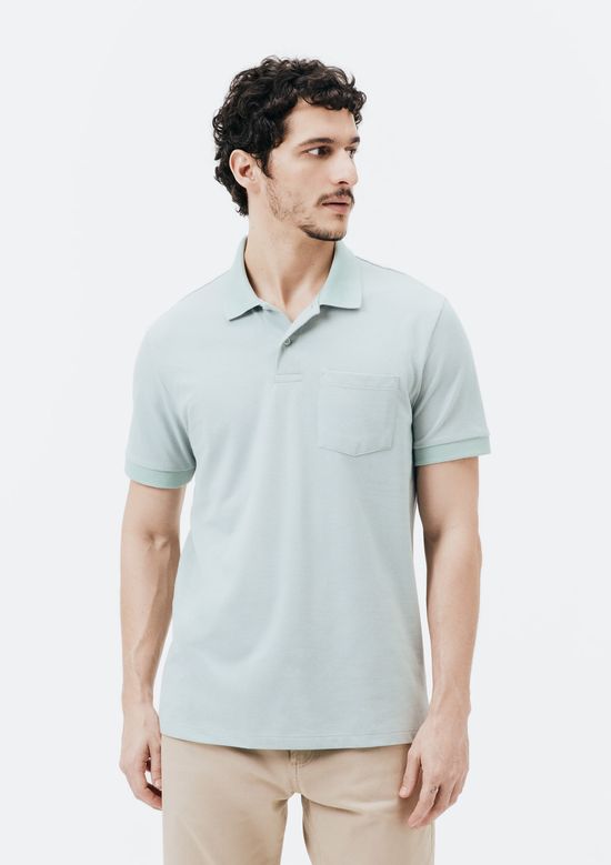 Foto do produto: Camisa Polo Básica Masculina Em Piquet Com Bolso - Verde