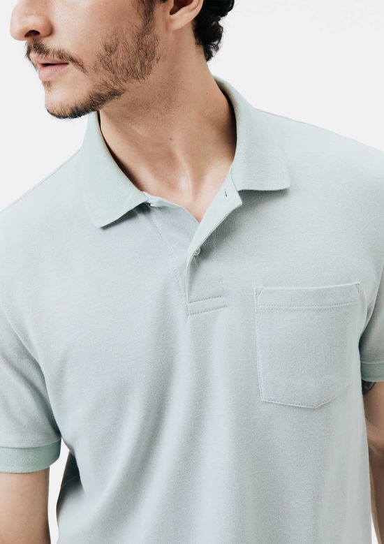 Foto do produto: Camisa Polo Básica Masculina Em Piquet Com Bolso - Verde