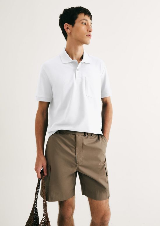 Foto do produto: Camisa Polo Básica Masculina Em Piquet Com Bolso - Branco