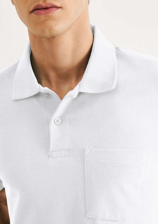 Foto do produto: Camisa Polo Básica Masculina Em Piquet Com Bolso - Branco