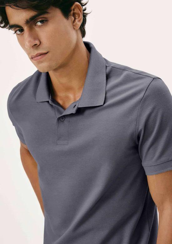 Foto do produto: Camisa Polo Básica Masculina Manga Curta Em Piquet - Azul