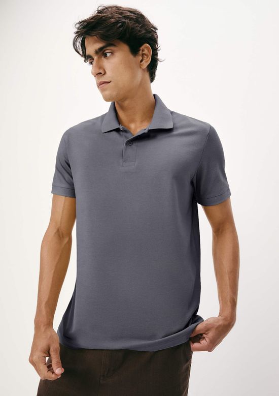 Foto do produto: Camisa Polo Básica Masculina Manga Curta Em Piquet - Azul