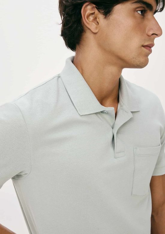 Foto do produto: Camisa Polo Básica Masculina Em Piquet Com Bolso - Azul