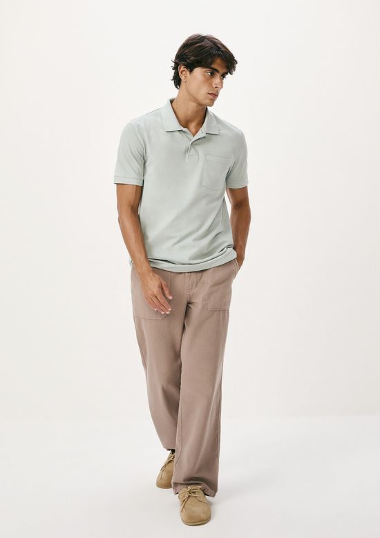 Foto do produto: Camisa Polo Básica Masculina Em Piquet Com Bolso - Azul