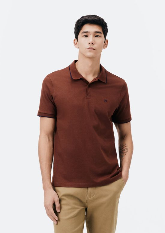 Foto do produto: Camisa Polo Básica Masculina Super Cotton Com Bordado - Marsala