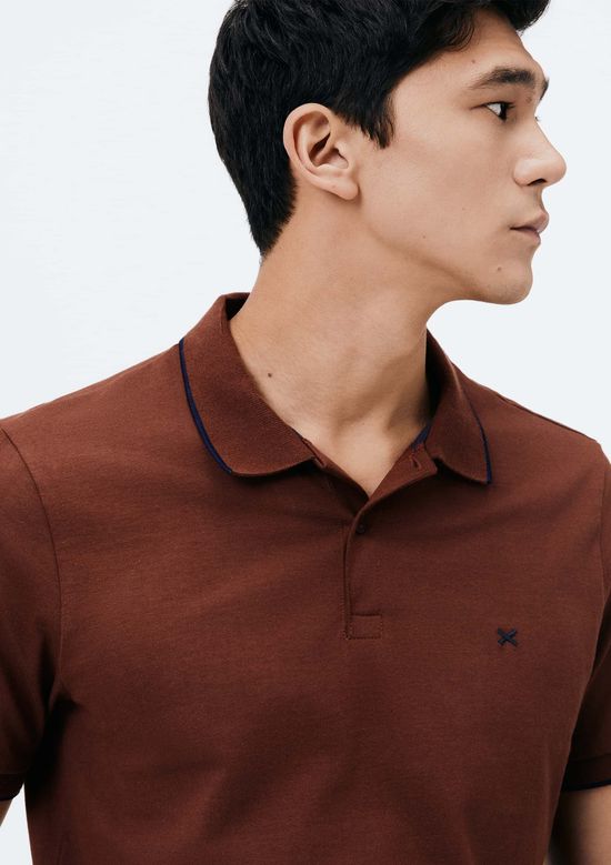 Foto do produto: Camisa Polo Básica Masculina Super Cotton Com Bordado - Marsala