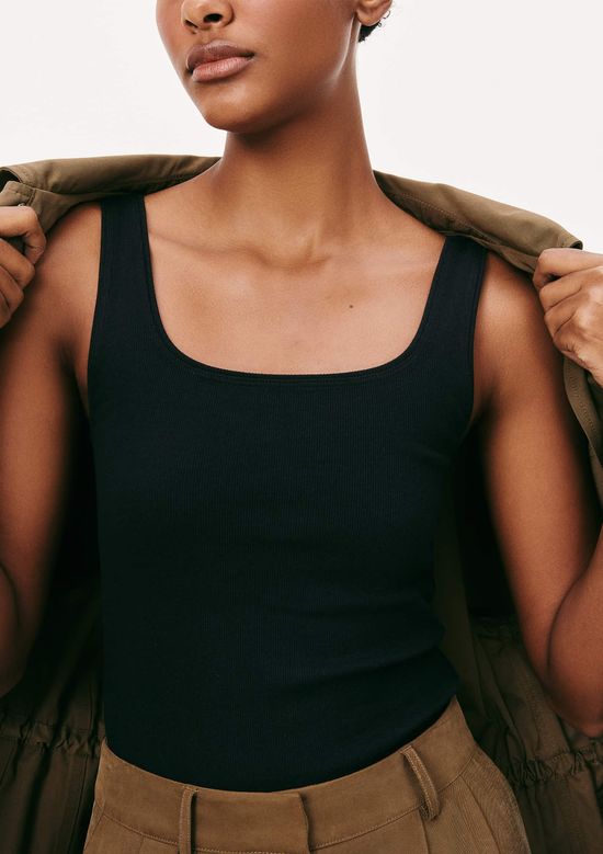 Foto do produto: Regata Feminina Decote Quadrado Em Ribana - Preto