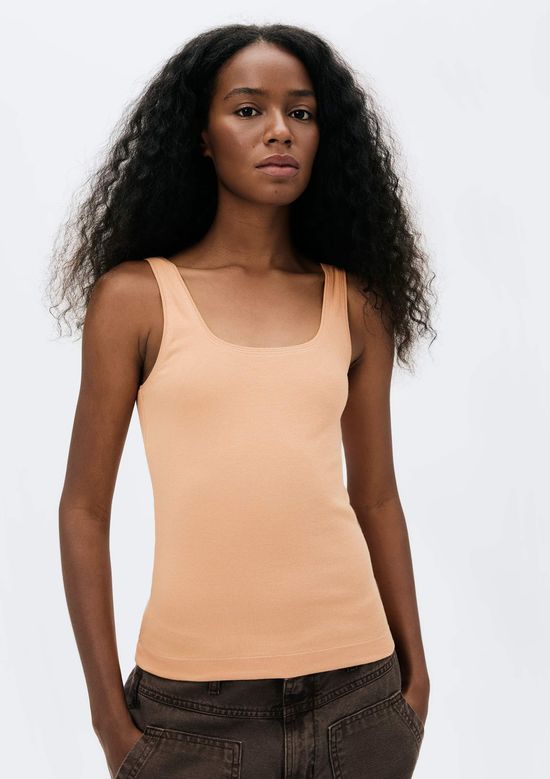 Foto do produto: Regata Feminina Decote Quadrado Em Ribana - Salmão