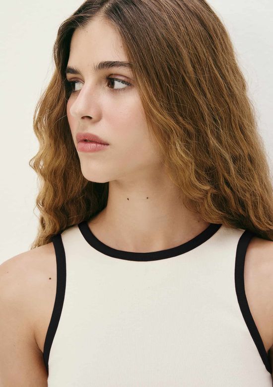 Foto do produto: Regata Feminina Friso Contrastante - Off white