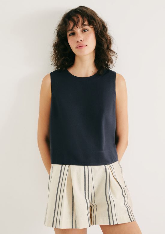 Foto do produto: Regata Feminina Com Linho - Azul