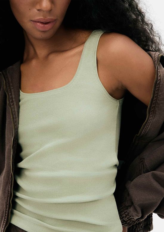 Foto do produto: Regata Feminina Decote Quadrado Em Ribana - Verde