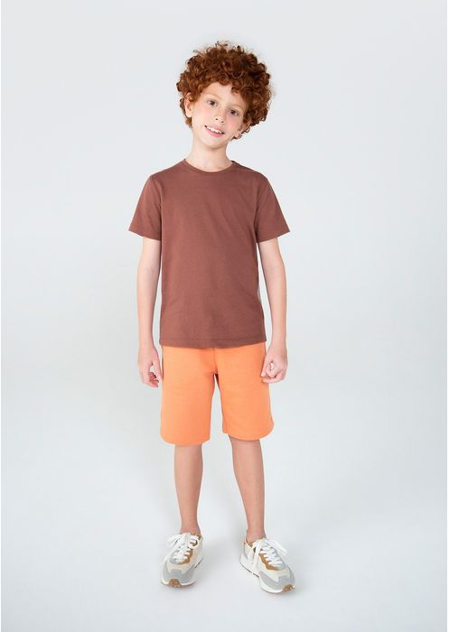 Camiseta Básica Infantil Menino Modelagem Regular - Marrom