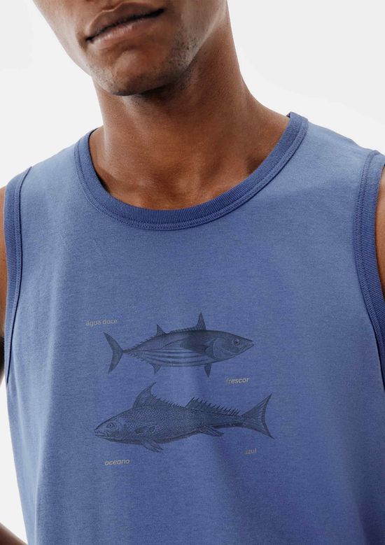 Foto do produto: Regata Básica Masculina Regular Com Estampa - Azul