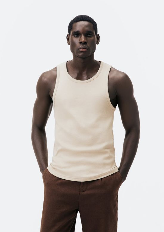 Foto do produto: Regata Masculina Regular Em Ribana Canelada - Bege