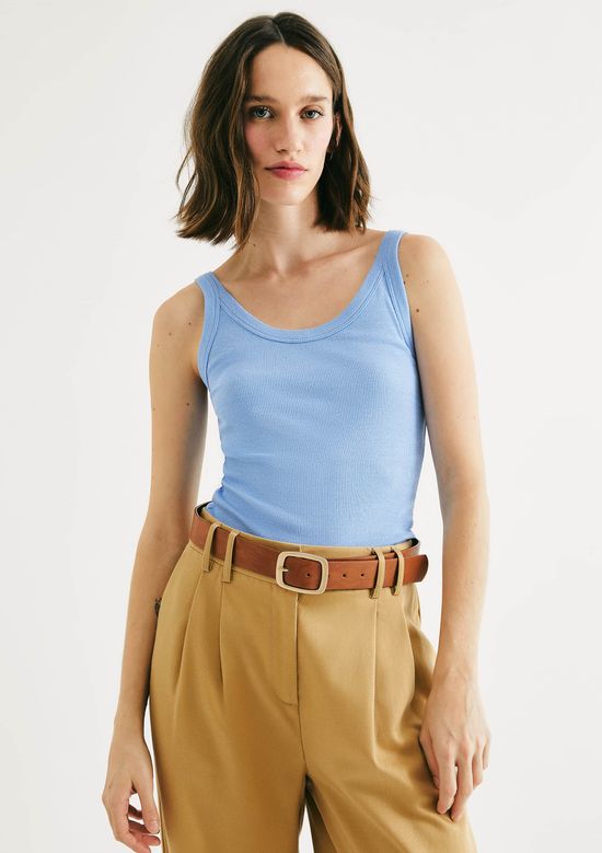 Foto do produto: Regata Básica Feminina Slim Rib - Azul