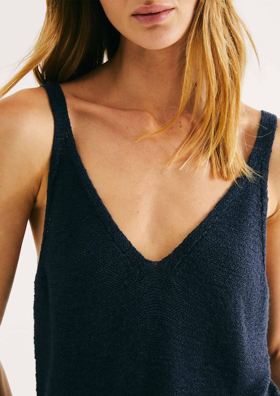 Foto do produto: Regata Feminina Decote V Em Tricô - Azul