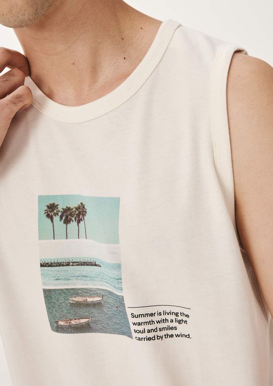 Foto do produto: Regata Básica Masculina Regular Com Estampa - Off white
