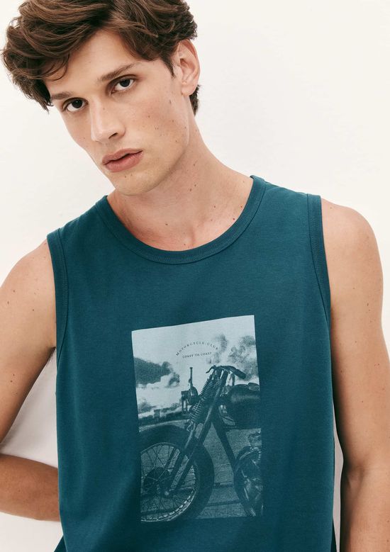 Foto do produto: Regata Básica Masculina Regular Com Estampa - Verde