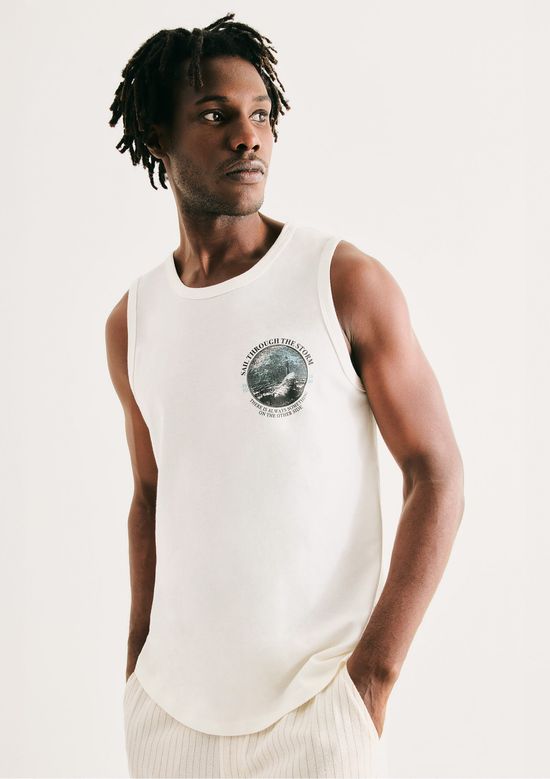 Foto do produto: Regata Básica Masculina Regular Com Estampa - Off white