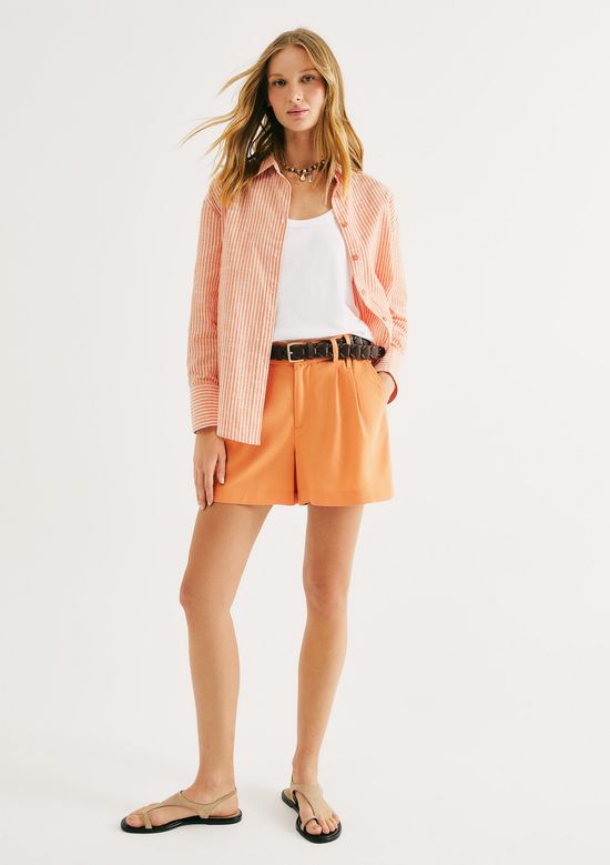 Foto do produto: Shorts Feminino De Alfaiataria Em Linho - Laranja
