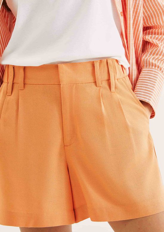 Foto do produto: Shorts Feminino De Alfaiataria Em Linho - Laranja