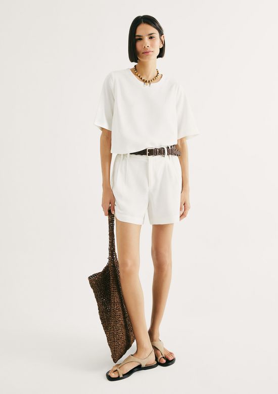 Foto do produto: Shorts Feminino De Alfaiataria Em Linho - Off white