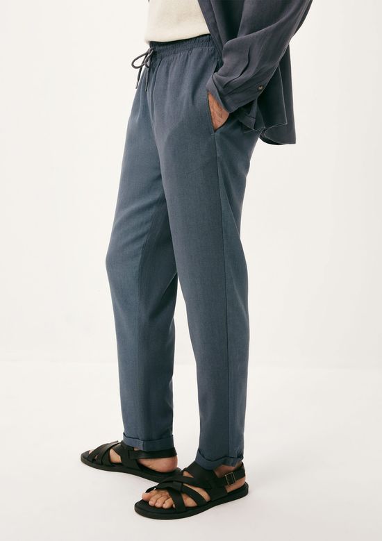 Foto do produto: Calça Básica Masculina Taper Em Linho - Azul