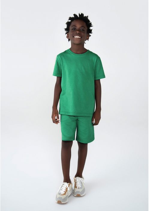 Camiseta Básica Infantil Menino Modelagem Regular - Verde