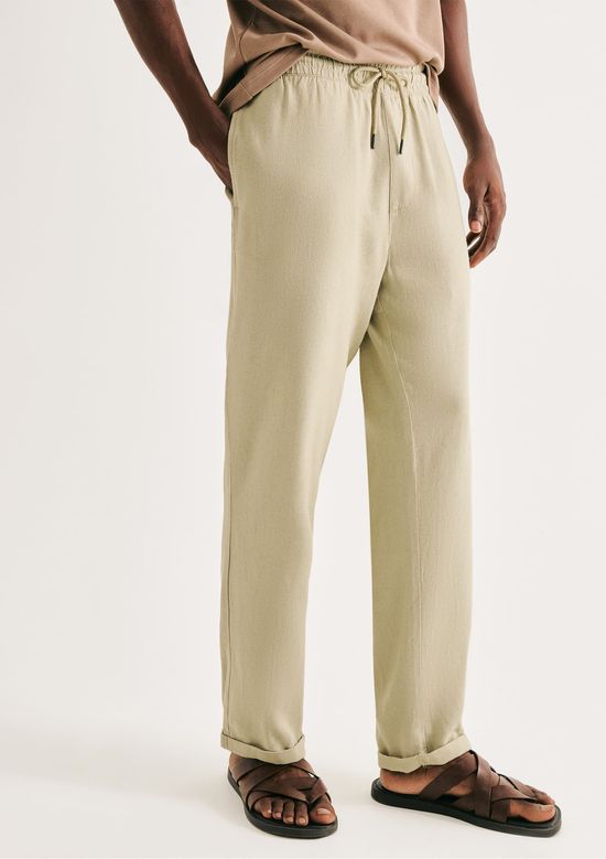 Foto do produto: Calça Básica Masculina Taper Em Linho - Verde