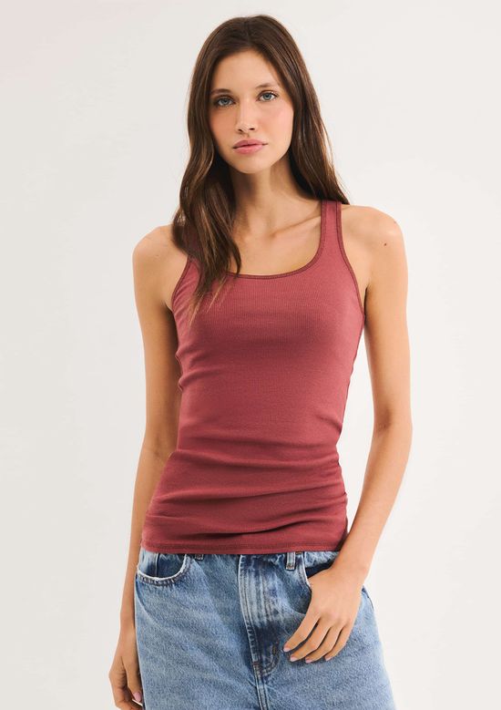 Foto do produto: Regata Feminina Alongada Ribana Com Elastano - Vermelho