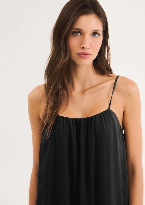 Foto do produto: Vestido Midi Evasê Em Tecido Creponado - Preto