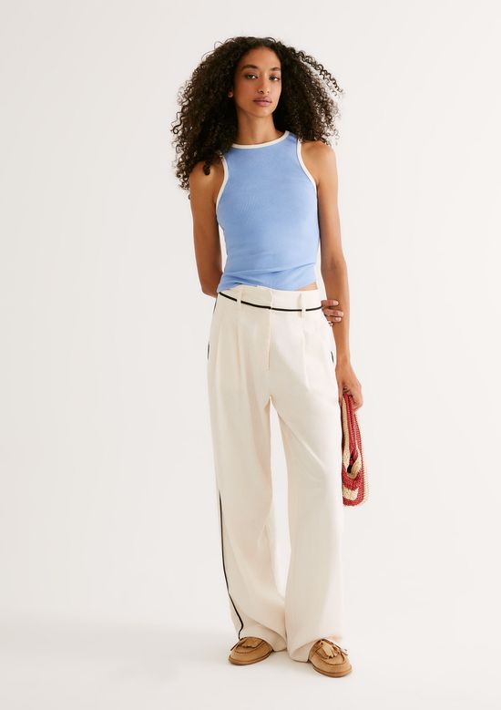 Foto do produto: Regata Feminina Friso Contrastante - Azul