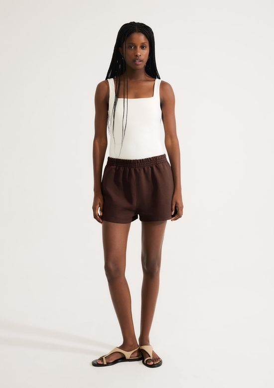 Foto do produto: Shorts Feminino Em Malha Binada - Marrom