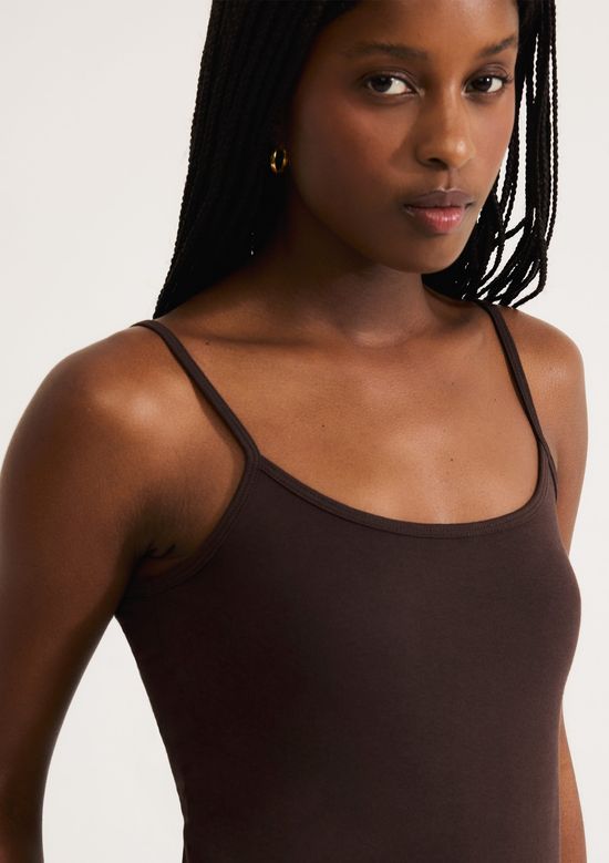 Foto do produto: Regata Feminina Alças Finas Com Elastano - Marrom