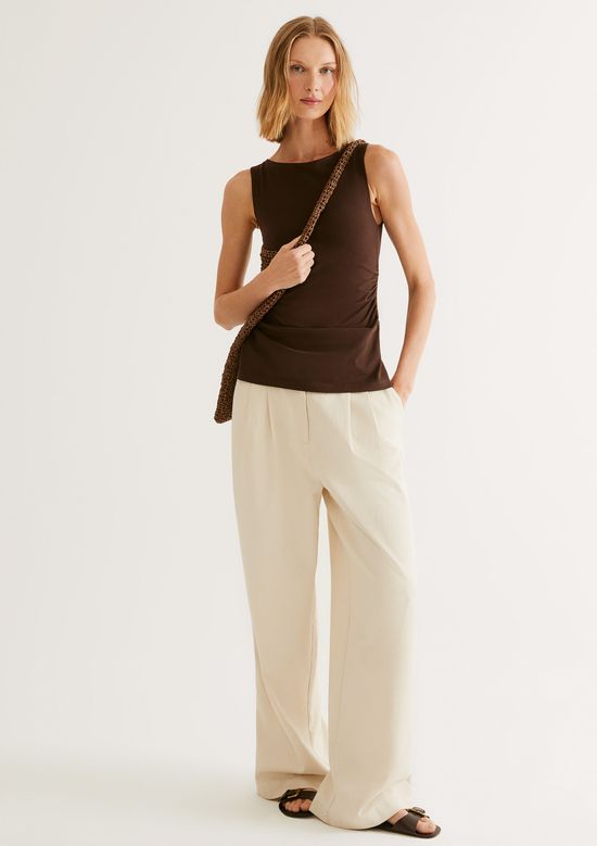 Foto do produto: Regata Feminina Acinturada Com Franzido - Marrom