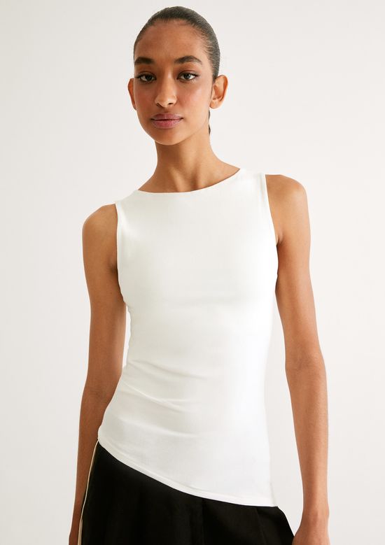 Foto do produto: Regata Feminina Assimétrica Em Malha Premium - Off white