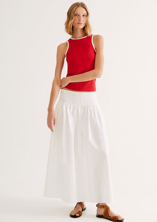 Foto do produto: Saia Midi Evasê Com Franzidos - Branco